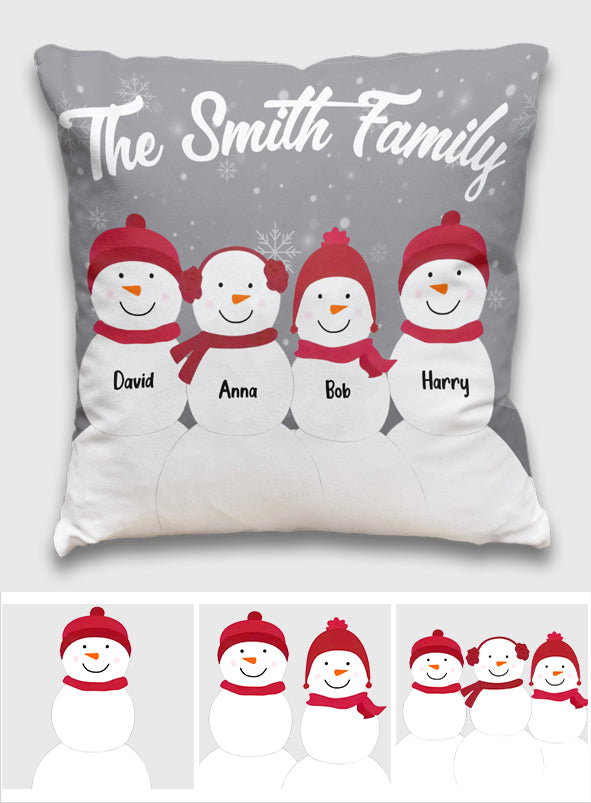 Coussin décoratif personnalisé « Famille Bonhomme de neige »