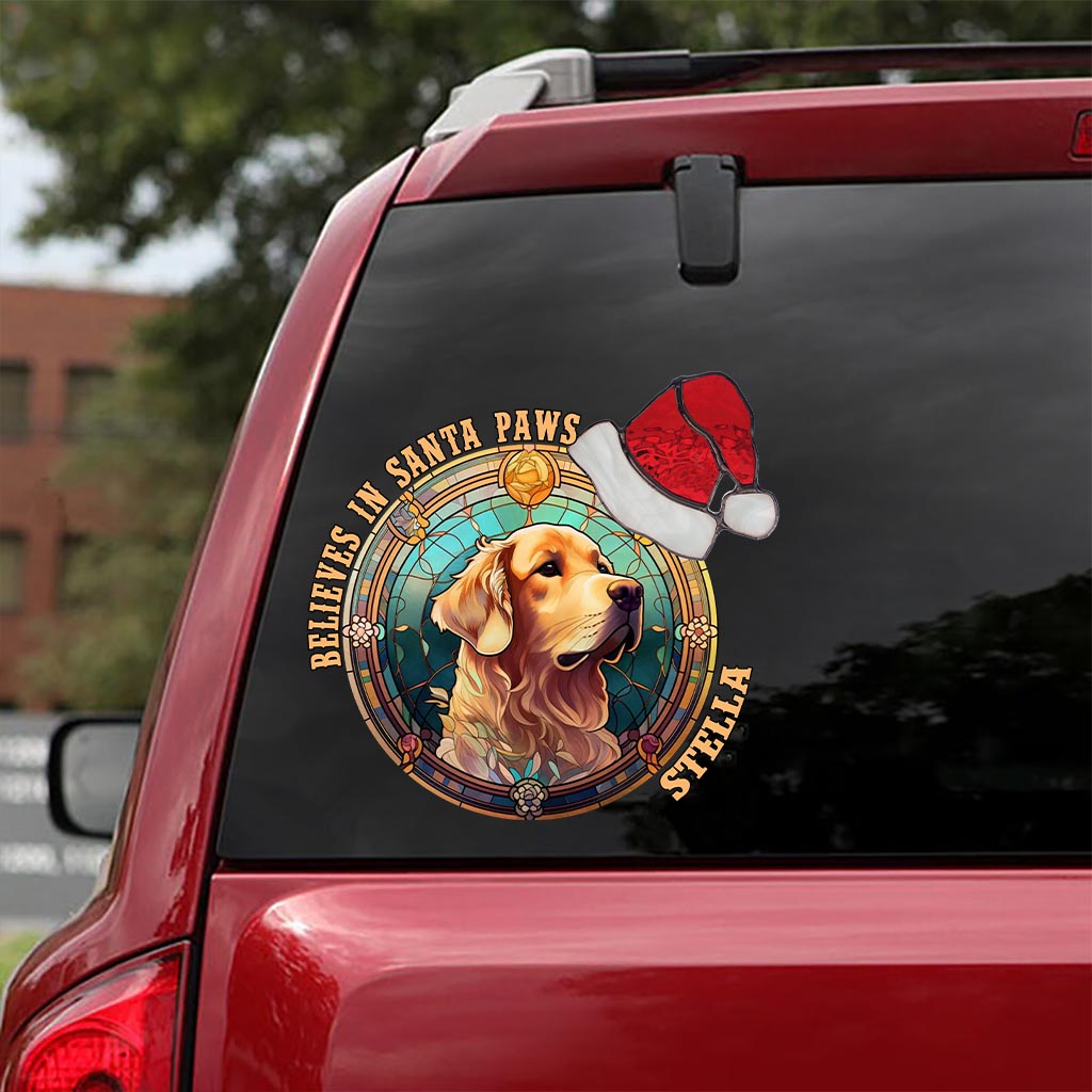 Believes In Santa Paws - Personalized Dog Decal Die Cut