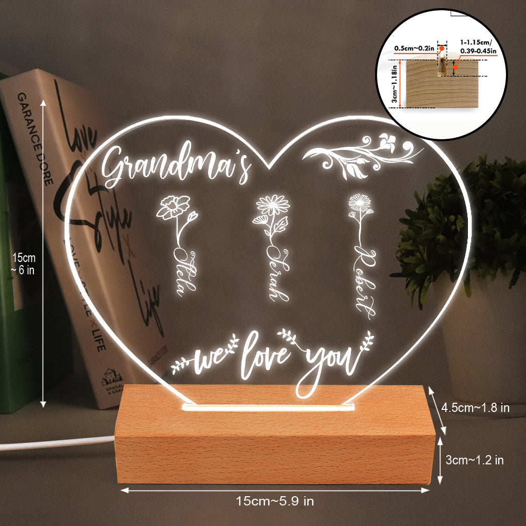 Le Jardin de Maman - Cadeau pour grand-mère, maman, tante, grand-père - Plaque lumineuse personnalisée