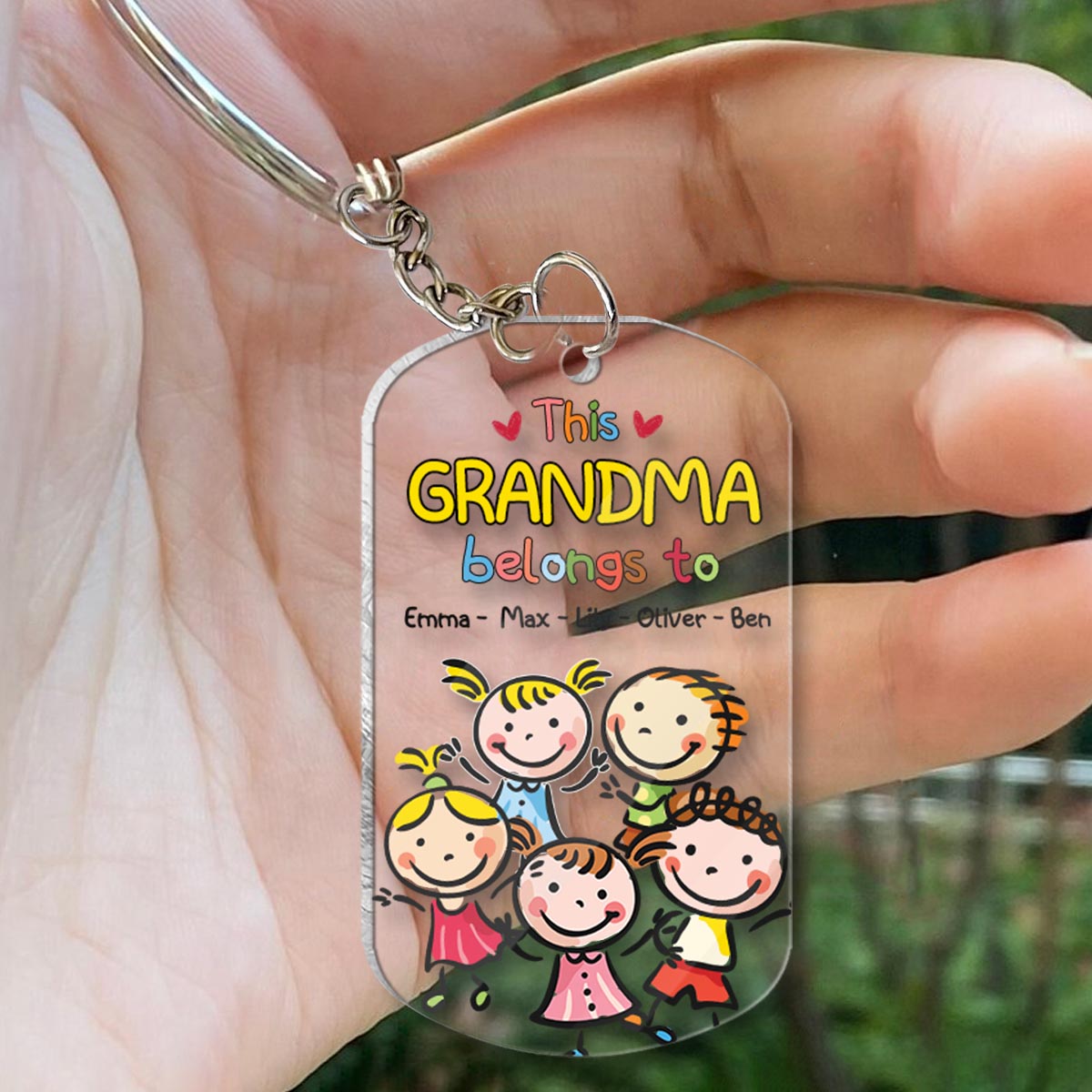 This Grandpa Belongs To - Gift for grandpa, grandma, mom, dad, uncle, aunt, brother, sister - Personalized Keychain