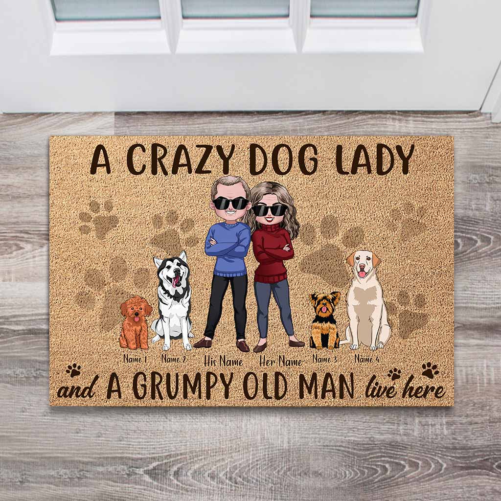 A Crazy Dog Lady - Personalized Doormat With Coir Pattern Print