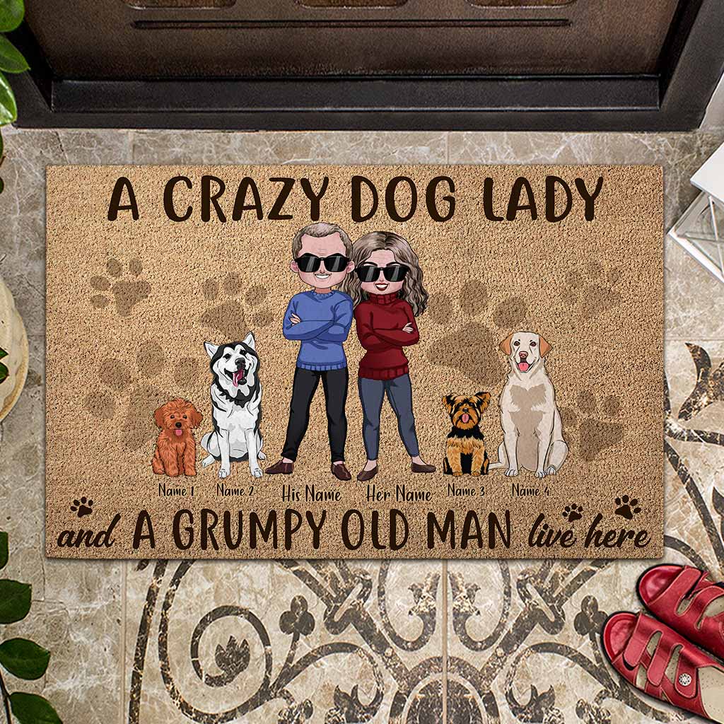 A Crazy Dog Lady - Personalized Doormat With Coir Pattern Print