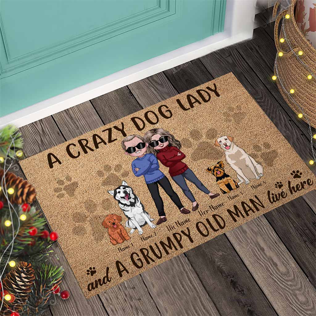A Crazy Dog Lady - Personalized Doormat With Coir Pattern Print