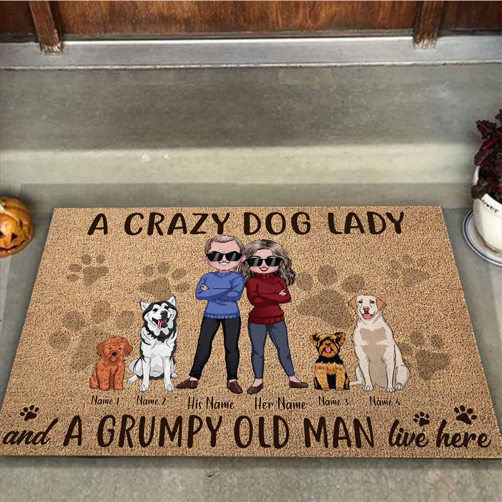 A Crazy Dog Lady - Personalized Doormat With Coir Pattern Print