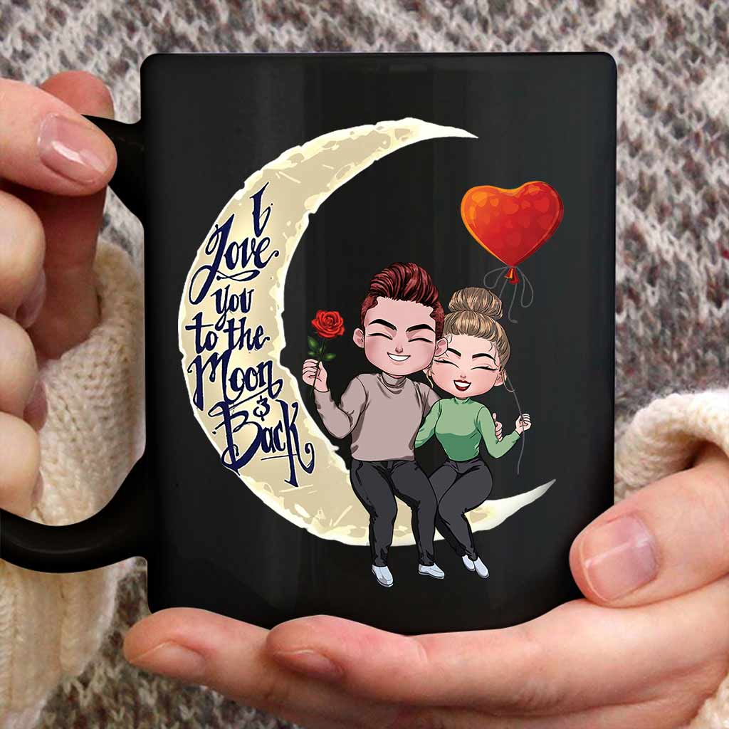 Je t'aime jusqu'à la lune et retour - Mug personnalisé pour couple