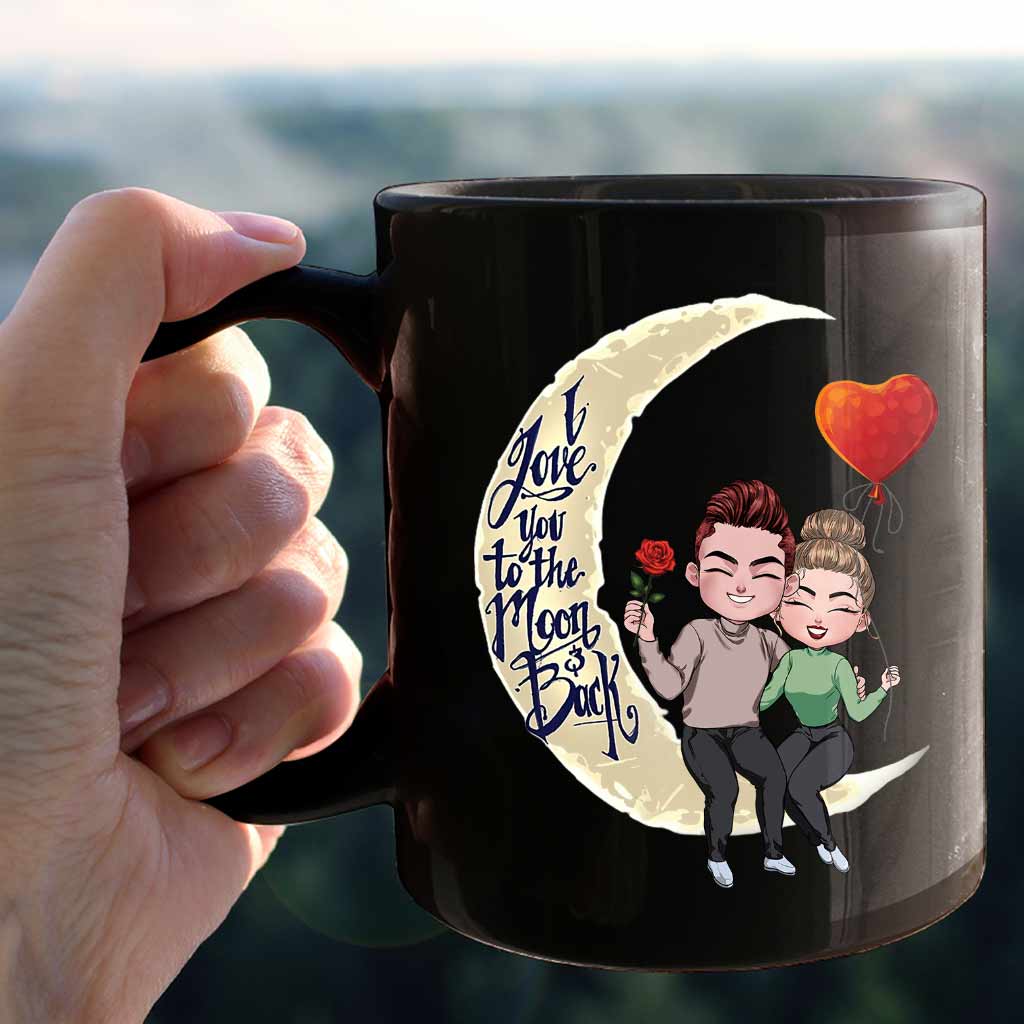 Je t'aime jusqu'à la lune et retour - Mug personnalisé pour couple