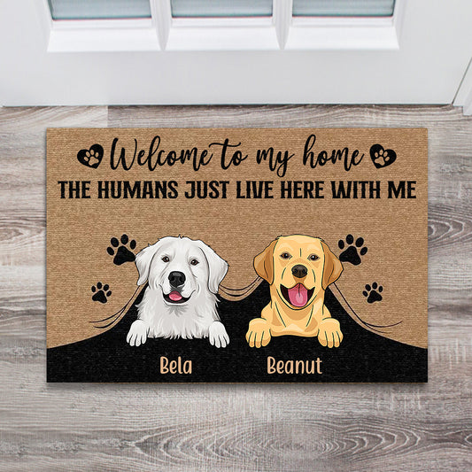 Bienvenue chez nous ! - Tapis de porte personnalisé pour chien