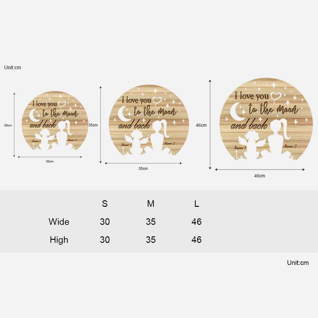 Je t'aime jusqu'à la lune et retour - Panneau en bois personnalisé pour chien