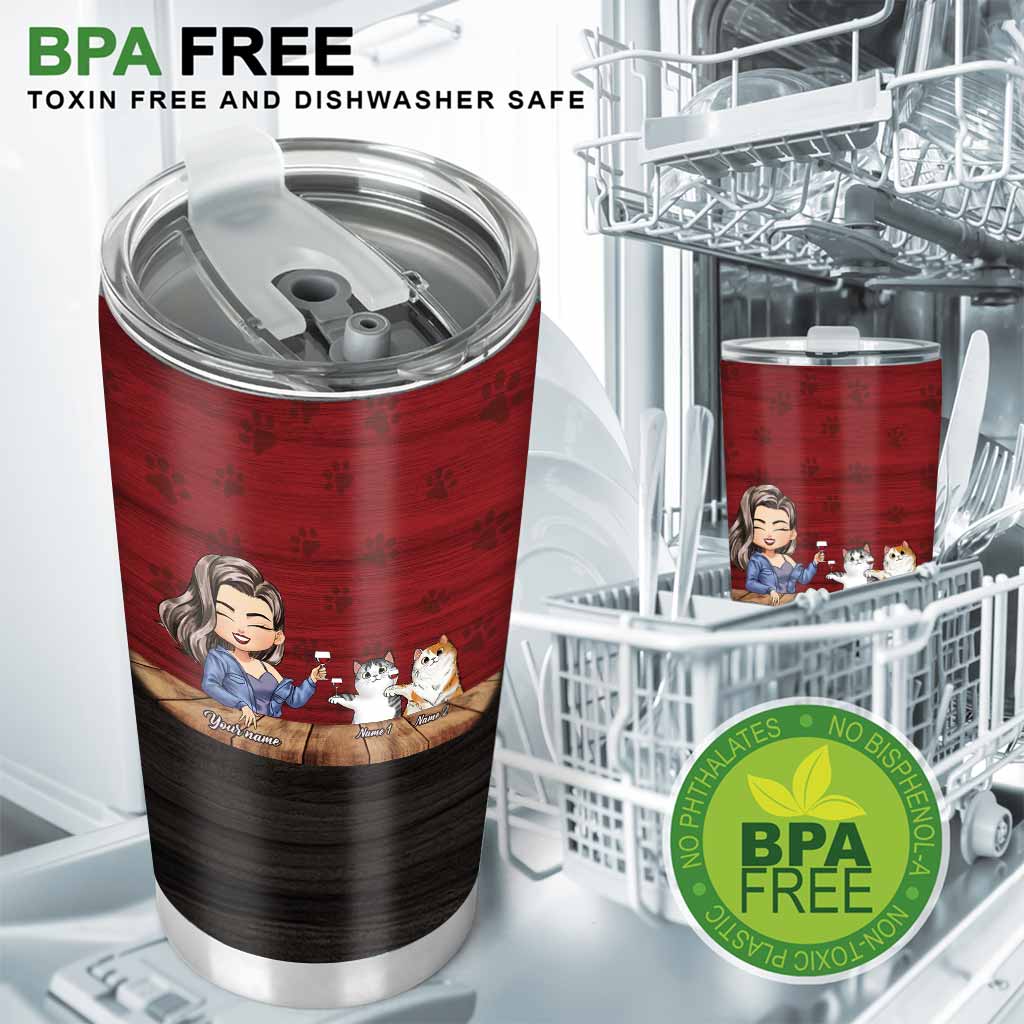 Gobelet isotherme personnalisé « Chats, vin et tout va bien »