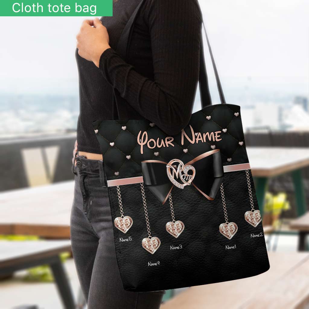 Maman, je t'aime - Sac fourre-tout personnalisé pour la fête des mères avec imprimé motif cuir