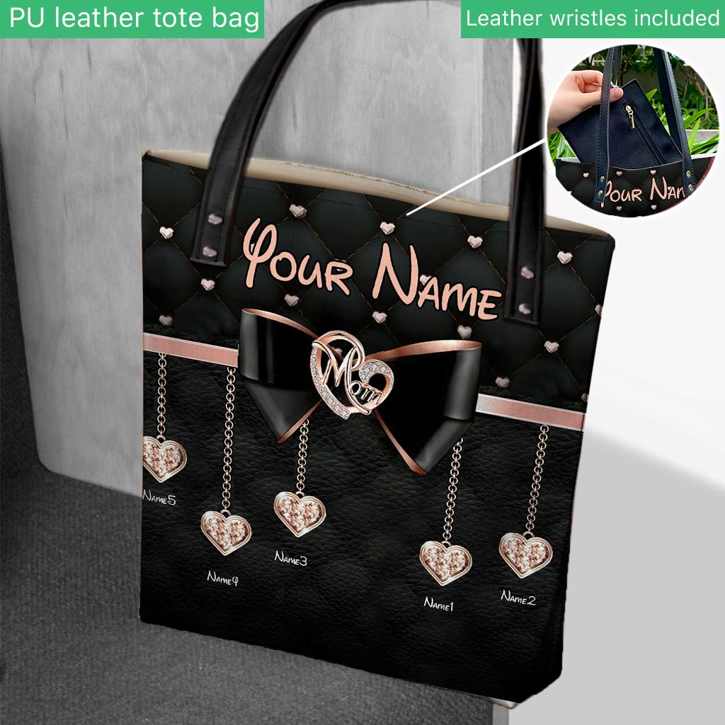 Maman, je t'aime - Sac fourre-tout personnalisé pour la fête des mères avec imprimé motif cuir