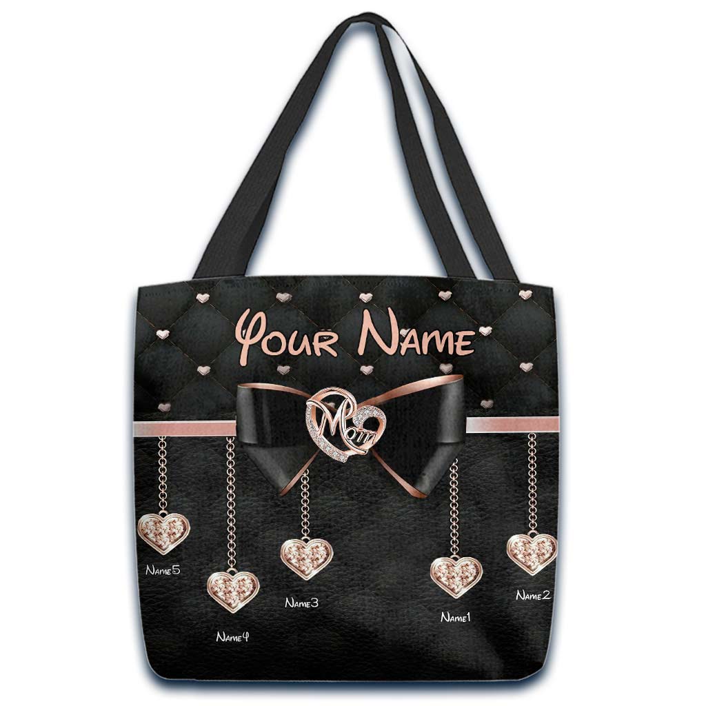 Maman, je t'aime - Sac fourre-tout personnalisé pour la fête des mères avec imprimé motif cuir