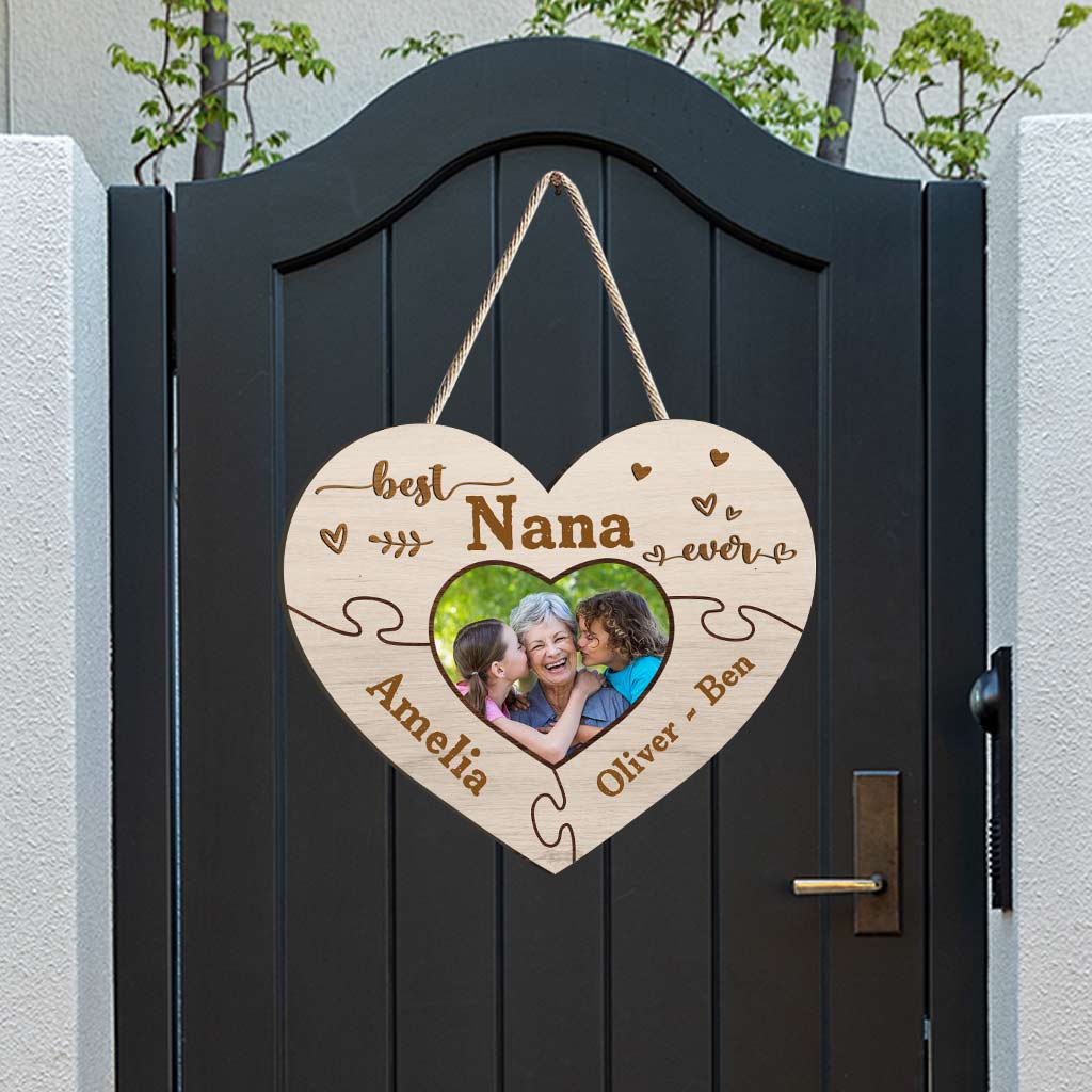 Meilleure mamie du monde - Cadeau pour grand-mère, grand-père, maman, papa, tante, oncle, sœur, frère - Panneau en bois personnalisé