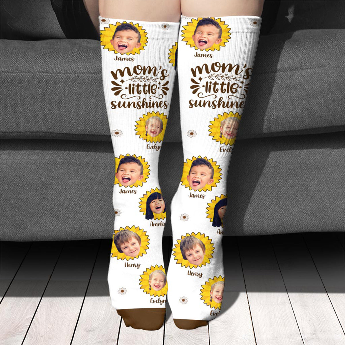 Bonjour Soleil - Chaussettes personnalisées pour la fête des mères