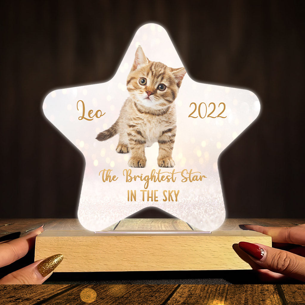 The Brightest Star In The Sky - Cat gift for who lose cat - Personalized Shaped Plaque Light Base