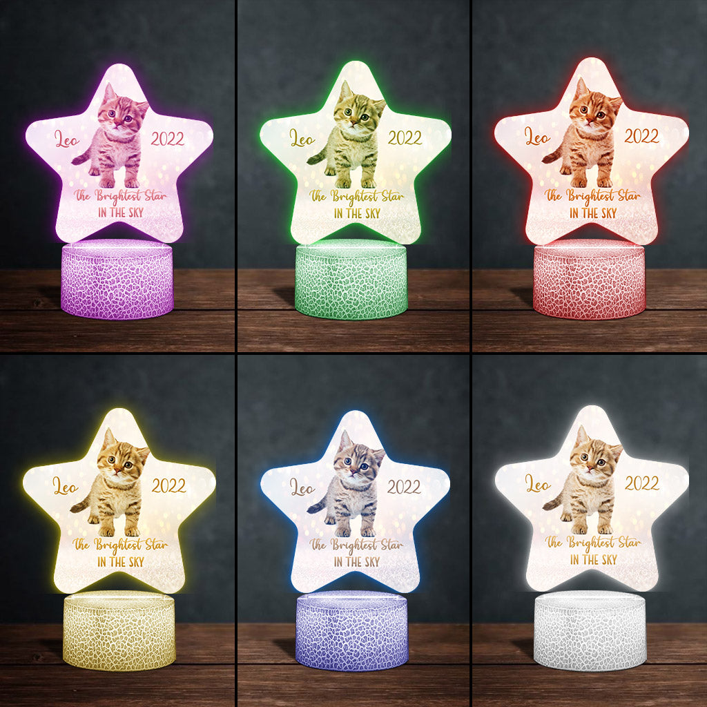 The Brightest Star In The Sky - Cat gift for who lose cat - Personalized Shaped Plaque Light Base
