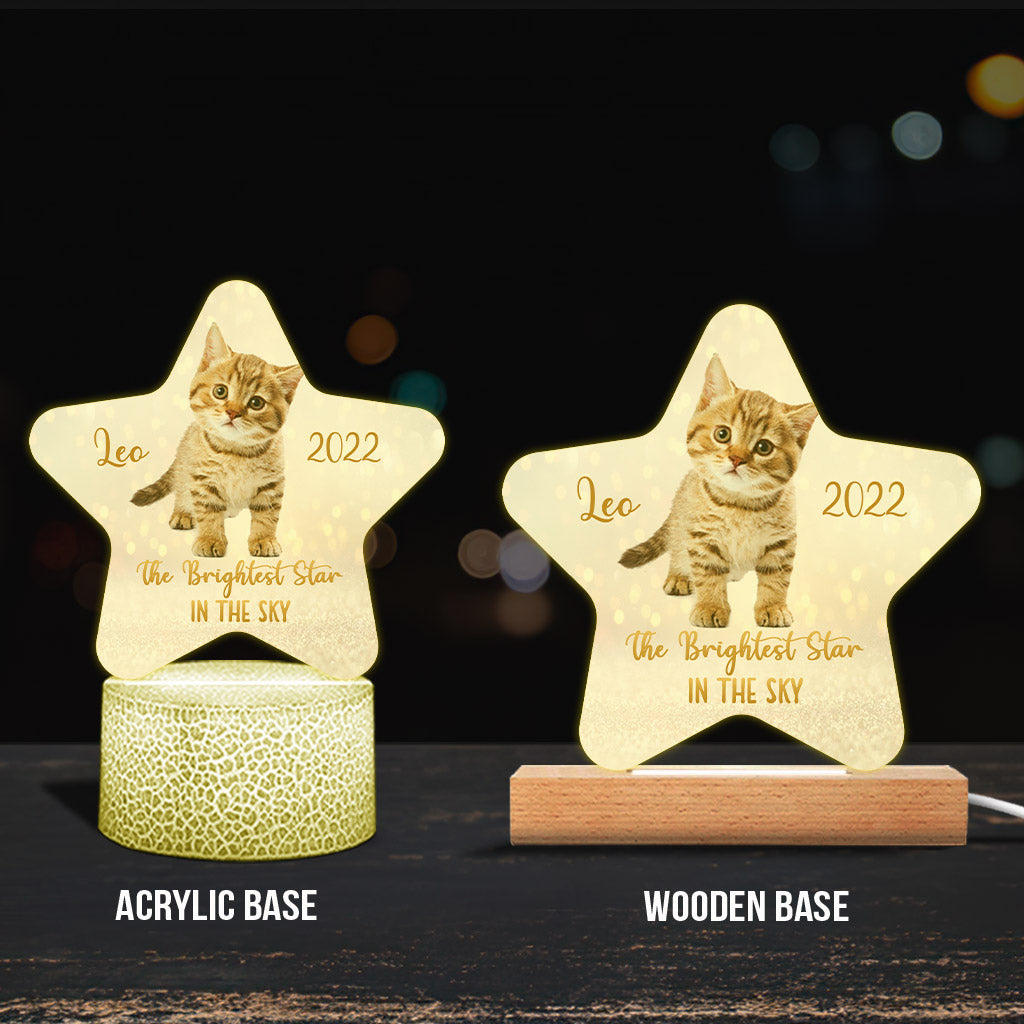 The Brightest Star In The Sky - Cat gift for who lose cat - Personalized Shaped Plaque Light Base