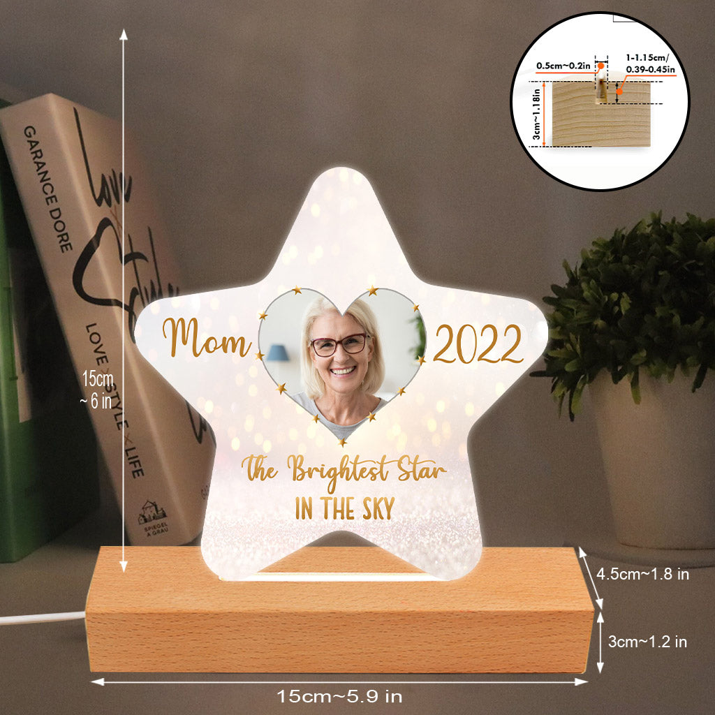 L'étoile la plus brillante du ciel - Plaque lumineuse personnalisée en forme de maman pour la fête des mères