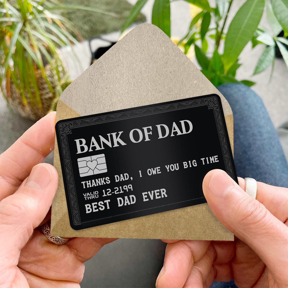 Carte personnalisée « Banque de Papa » pour la fête des pères - À insérer dans le portefeuille.