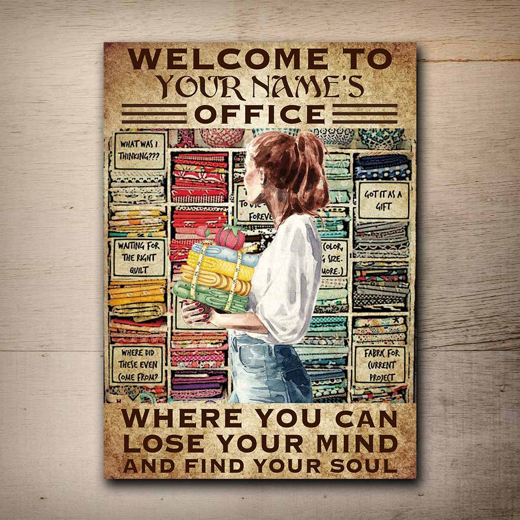 Bienvenue dans mon bureau - Panneau métallique rectangulaire personnalisé pour la couture