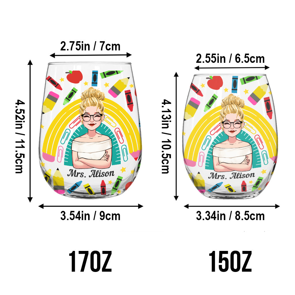 It Takes A Big Heart - Personalized Teacher All Over Wine Glass