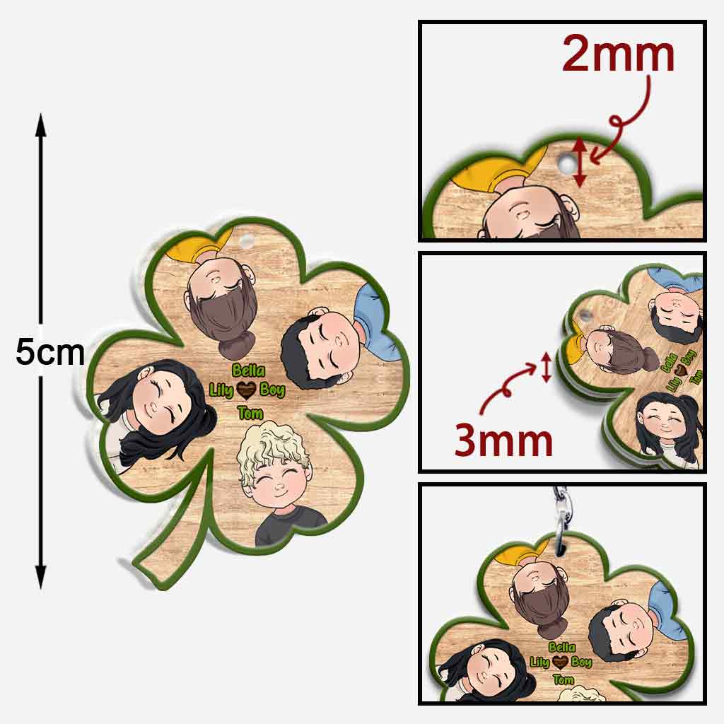 Lucky Charms - Personalized Father's day Grandpa Keychain (Printed On Both Sides)