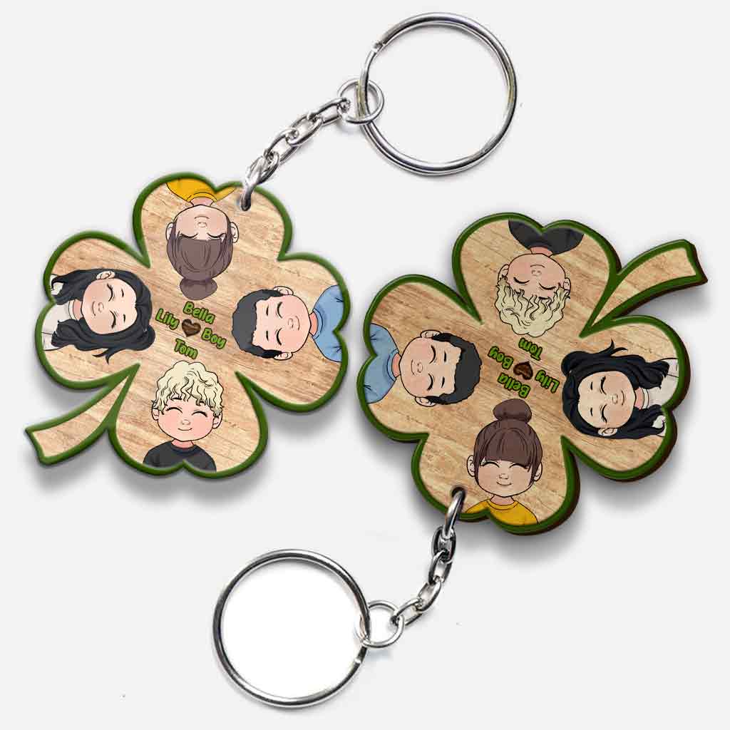 Lucky Charms - Personalized Father's day Grandpa Keychain (Printed On Both Sides)