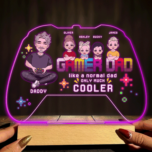 Papa Gamer - Plaque lumineuse personnalisée en forme de jeu vidéo