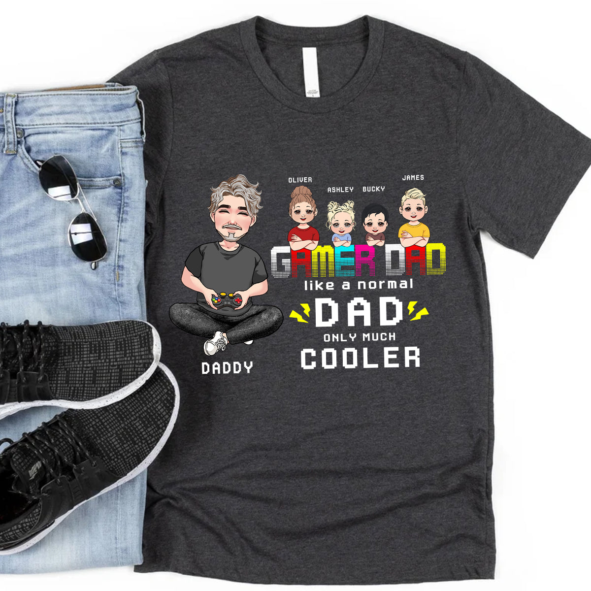 Papa Gamer - T-shirt et sweat à capuche personnalisés pour jeux vidéo