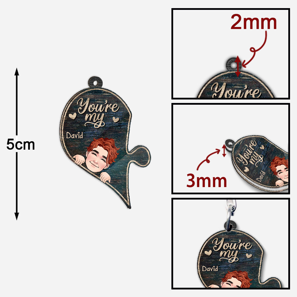 Tu es la pièce manquante de mon puzzle - Porte-clés personnalisé pour couple (Impression recto verso)