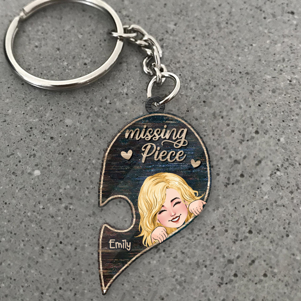 Tu es la pièce manquante de mon puzzle - Porte-clés personnalisé pour couple (Impression recto verso)