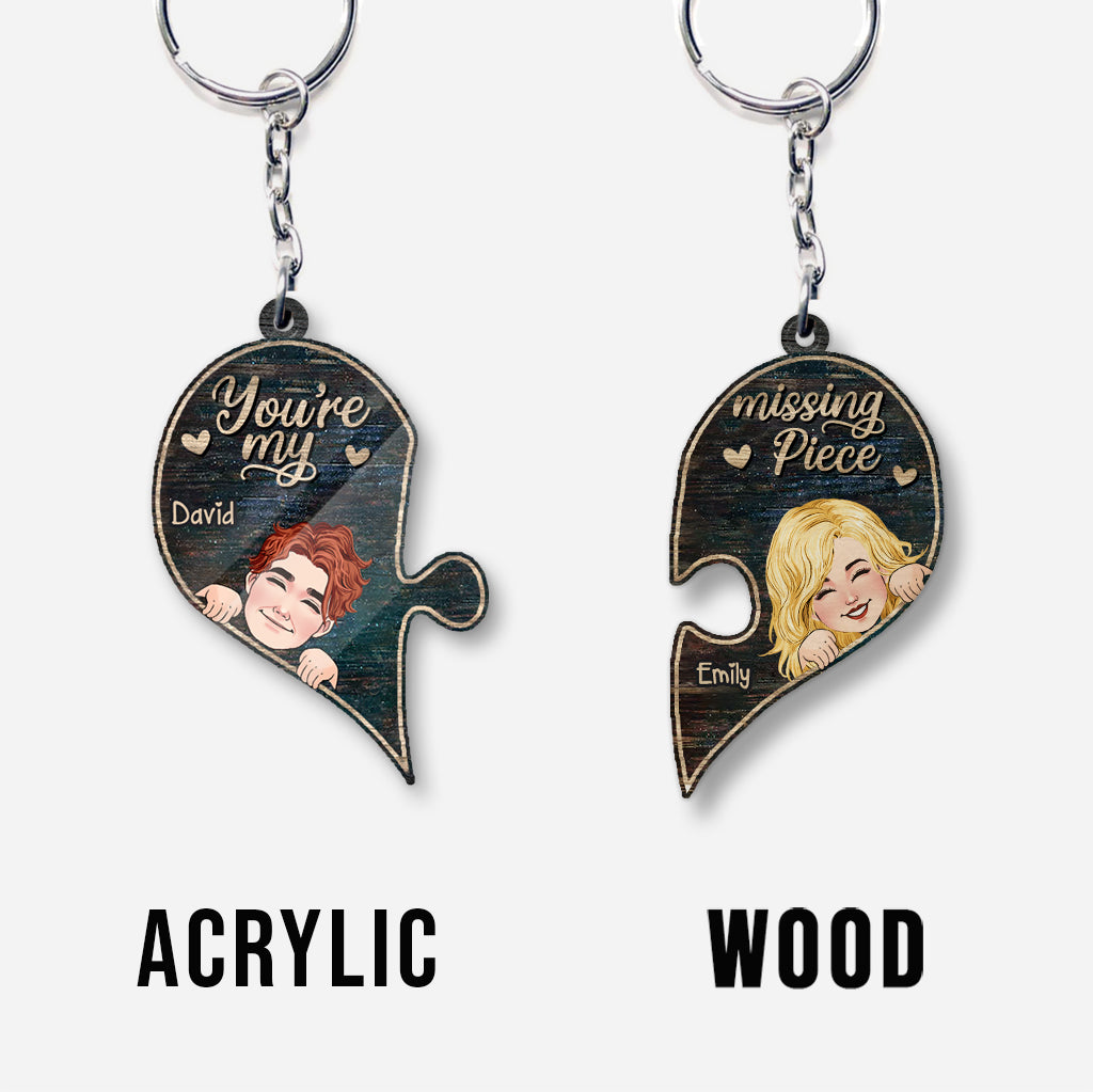 Tu es la pièce manquante de mon puzzle - Porte-clés personnalisé pour couple (Impression recto verso)
