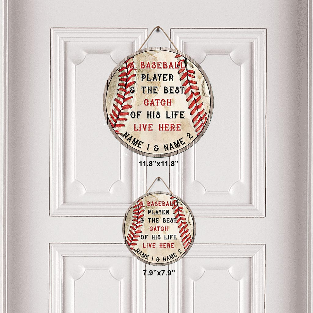 Panneau rond en bois personnalisé pour joueur de baseball