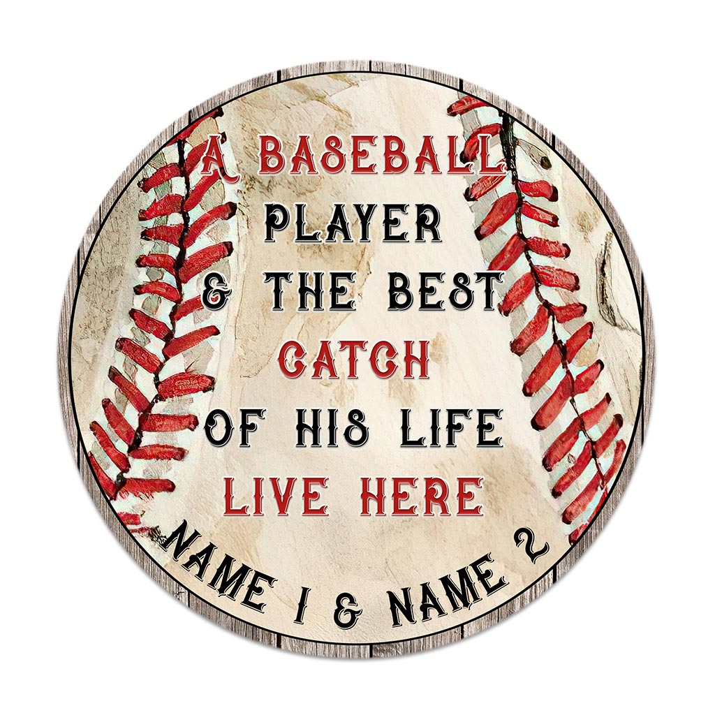 Panneau rond en bois personnalisé pour joueur de baseball