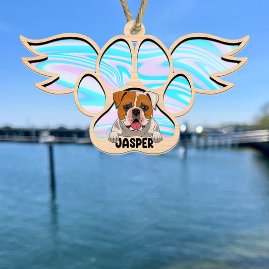 Ange hologramme - Attrape-soleil personnalisé pour chien