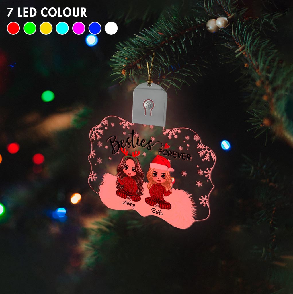 Meilleures amies pour toujours - Ornement de Noël personnalisé en acrylique LED en forme de meilleure amie