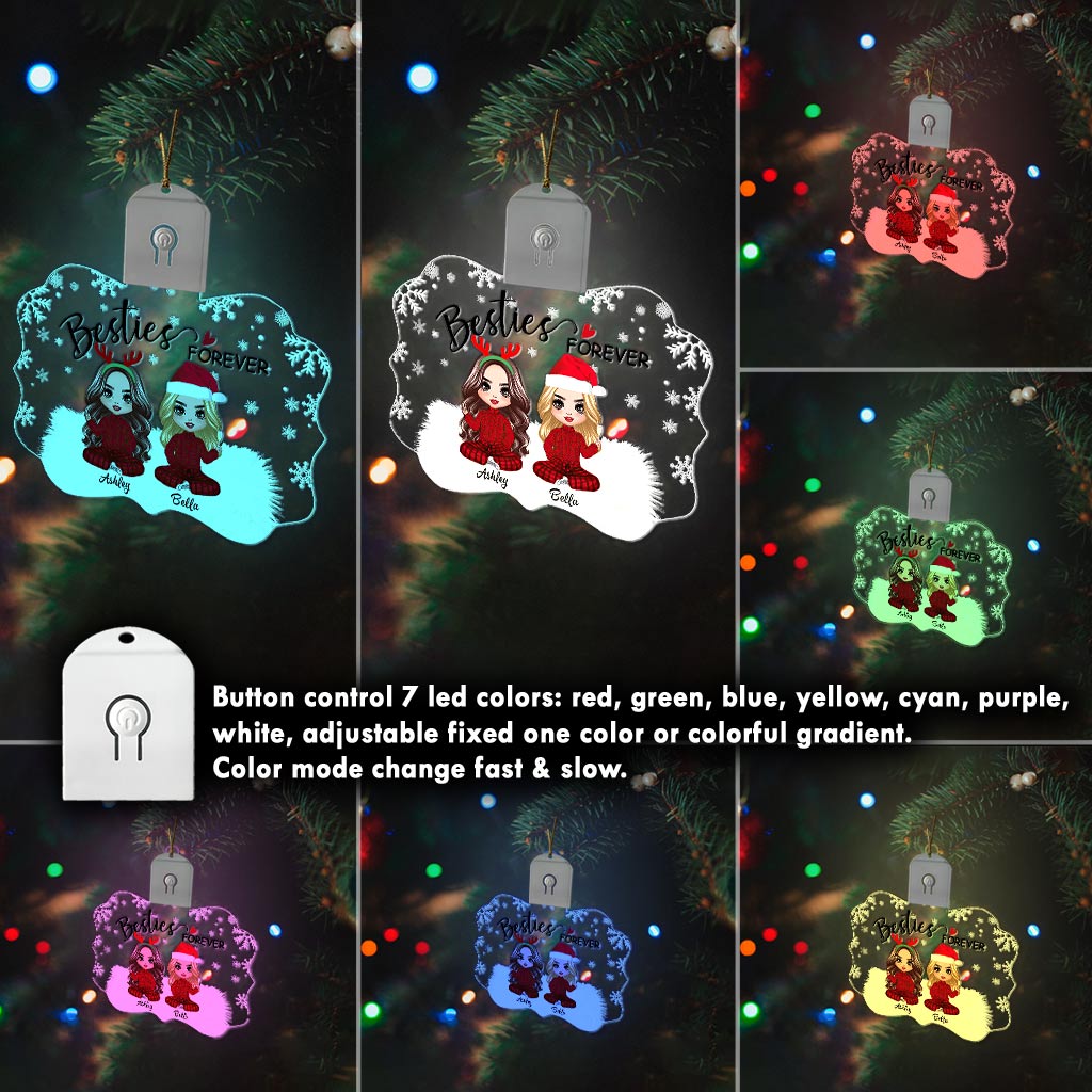 Meilleures amies pour toujours - Ornement de Noël personnalisé en acrylique LED en forme de meilleure amie