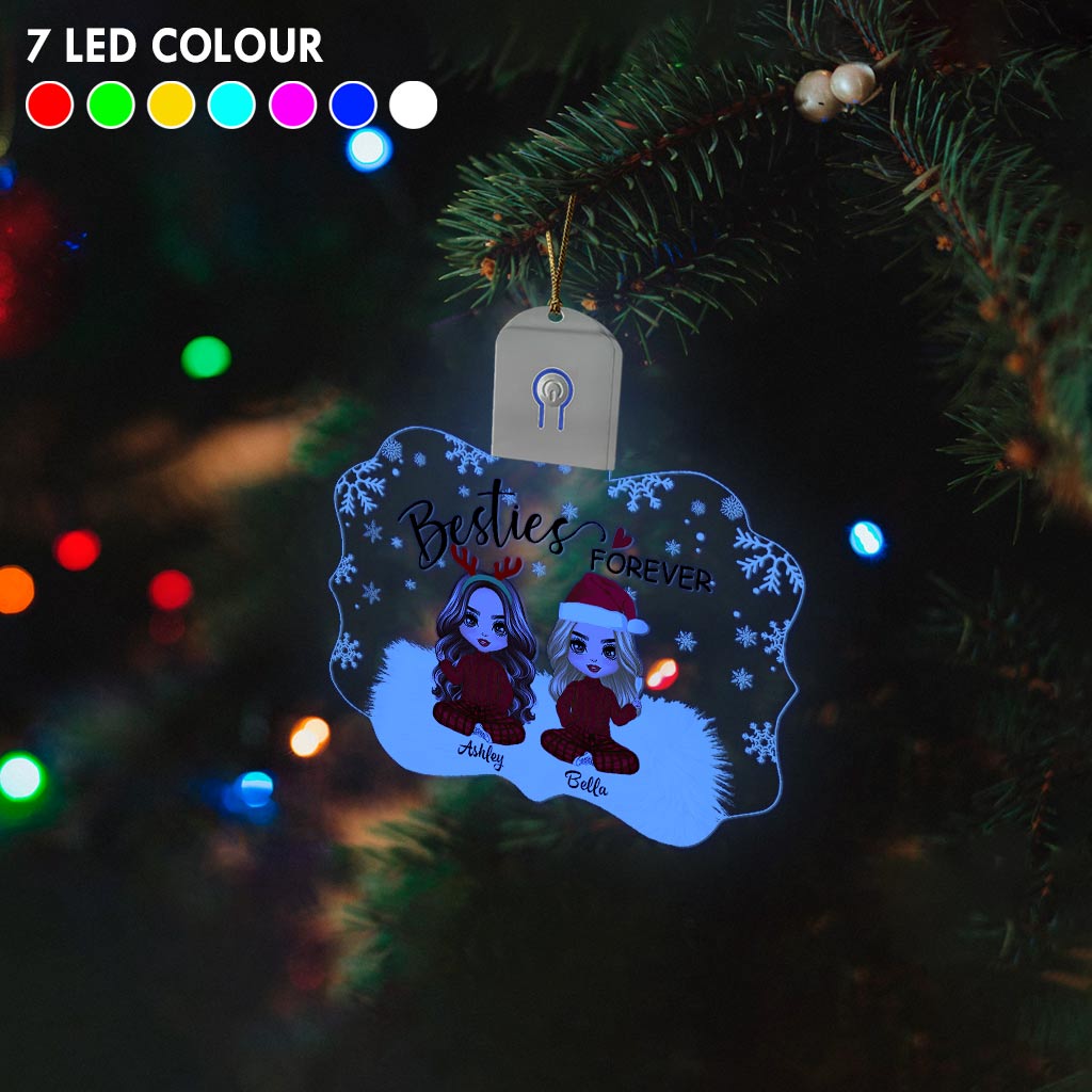 Meilleures amies pour toujours - Ornement de Noël personnalisé en acrylique LED en forme de meilleure amie