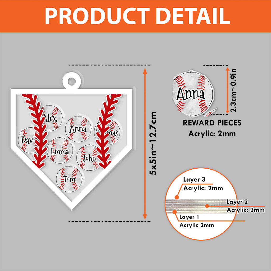 Équipe de baseball - Ornement à secouer personnalisé à 3 couches