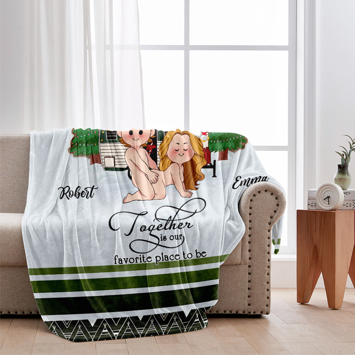 Être ensemble, c'est notre endroit préféré - Couverture de camping personnalisée
