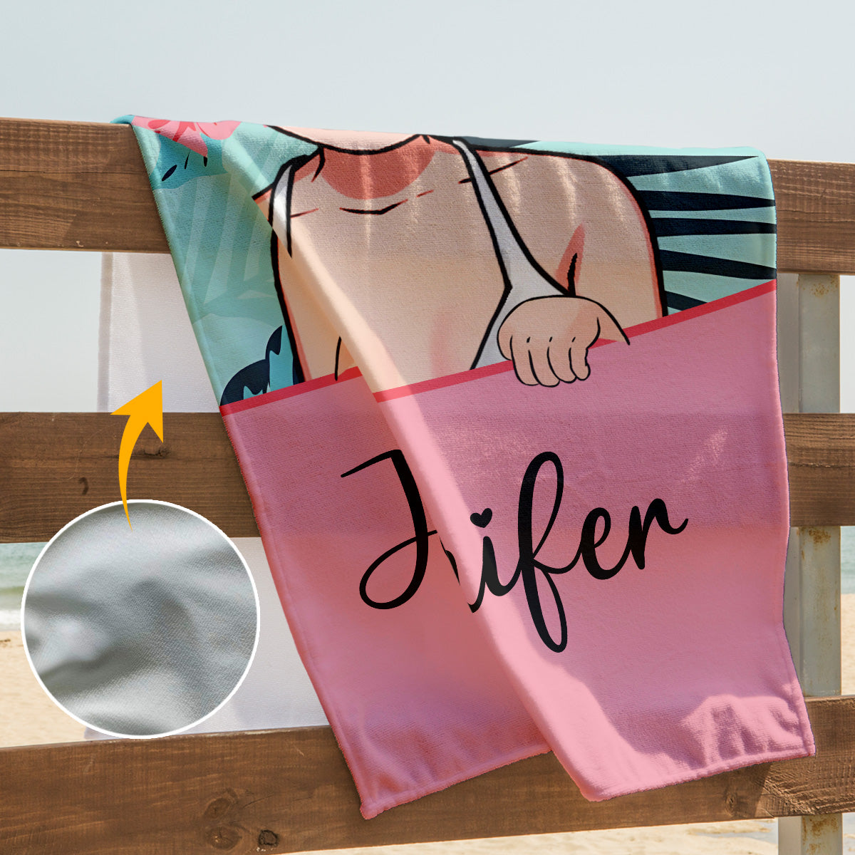 Amoureux de la plage - Serviette de plage personnalisée pour amoureux de la mer