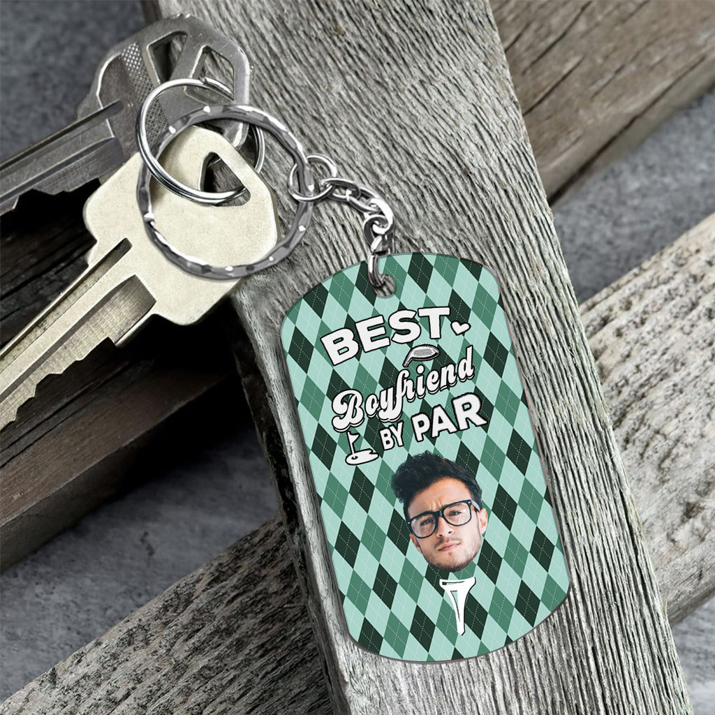 Best Dad By Par - Golf gift for dad, him, boyfriend, husband, grandpa - Personalized Stainless Steel Keychain
