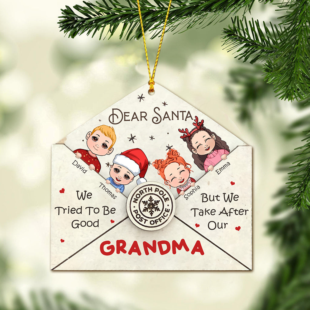 Cher Père Noël, nous avons essayé d'être sages - Ornement personnalisé pour grand-mère