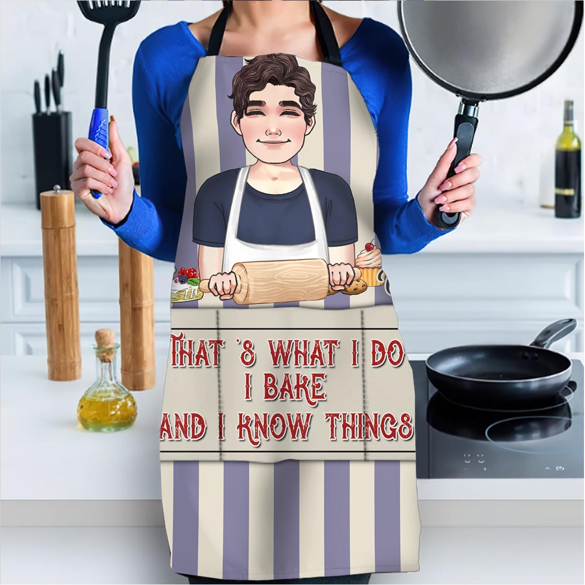 I Bake And I Know Things - Baking gift for mom, dad, daughter, son, girlfriend, boyfriend, wife, husband, sister, brother, friend - Personalized Apron