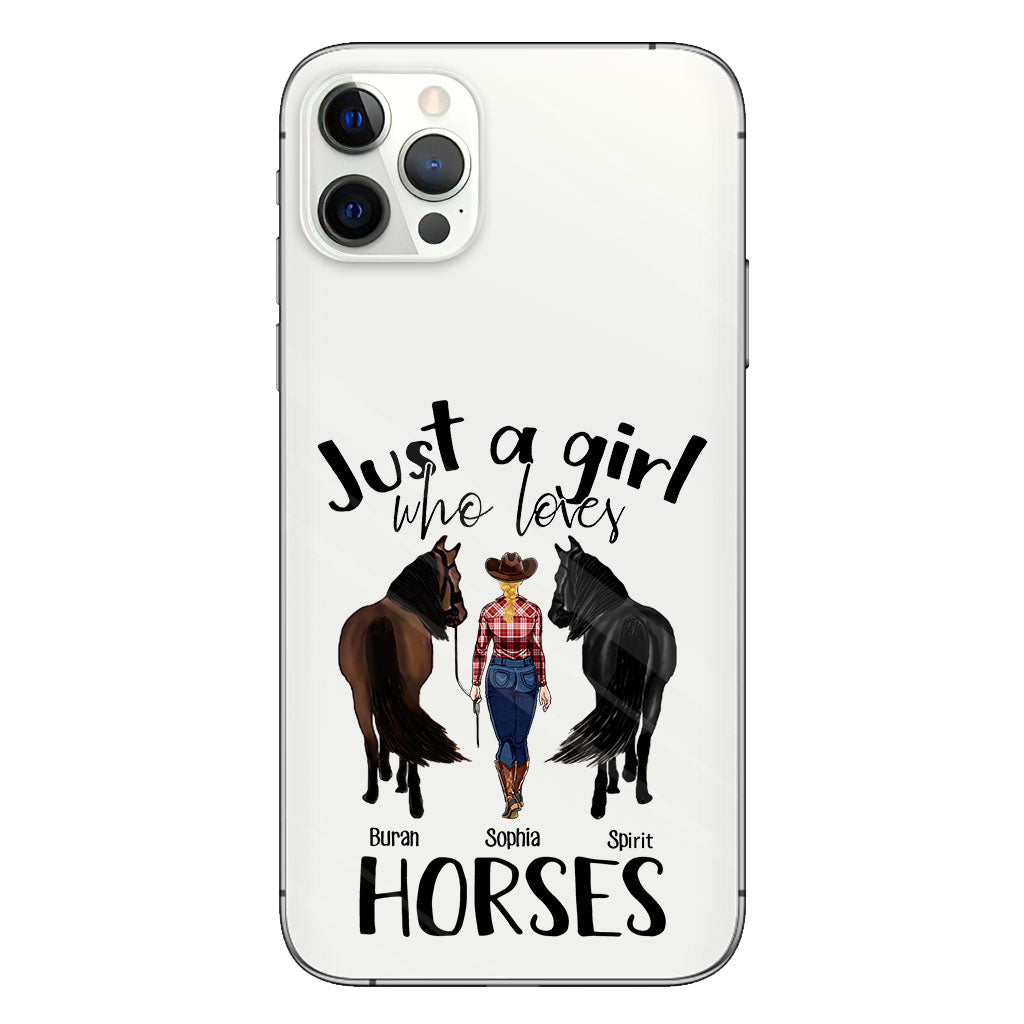 Juste une fille qui aime les chevaux - Coque de téléphone transparente personnalisée avec motif cheval