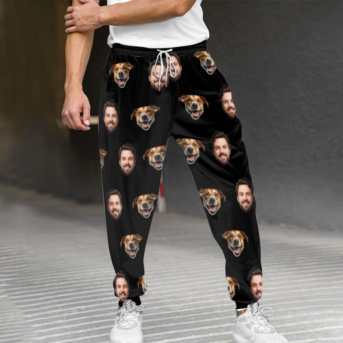 Pantalon de survêtement unisexe personnalisé avec photo - Cadeau idéal pour les amoureux des chats et des chiens - Pantalon de survêtement unisexe personnalisé