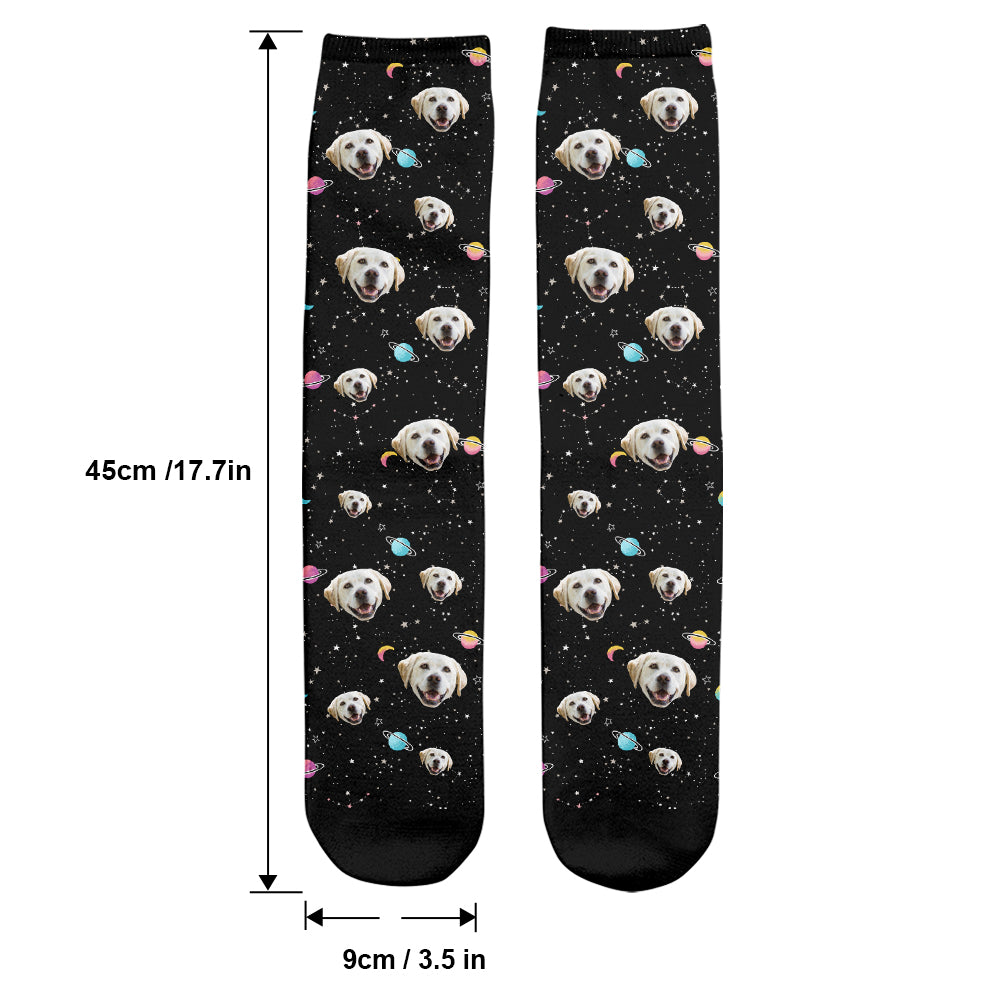 Chaussettes personnalisées pour chiens - Face Galaxy