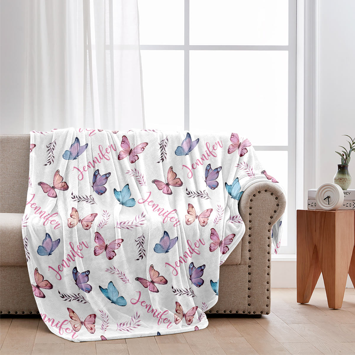 Couverture personnalisée papillon avec prénom - Fille