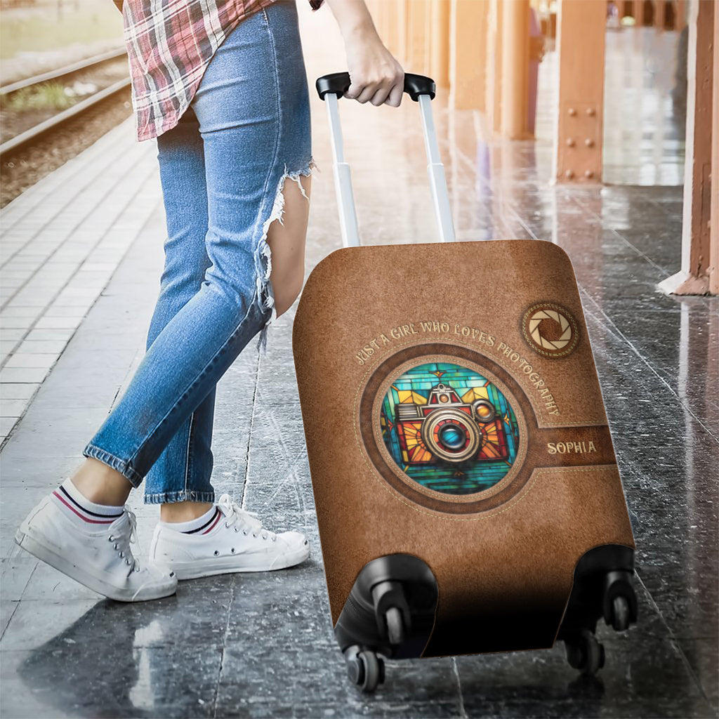 Une fille passionnée de photographie - Housse de valise personnalisée avec photo
