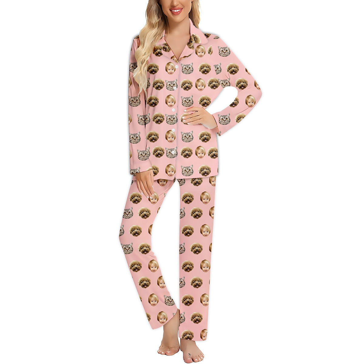 Pyjamas photo personnalisés pour Noël - Pyjamas boutonnés personnalisés pour toute la famille